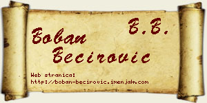 Boban Bećirović vizit kartica